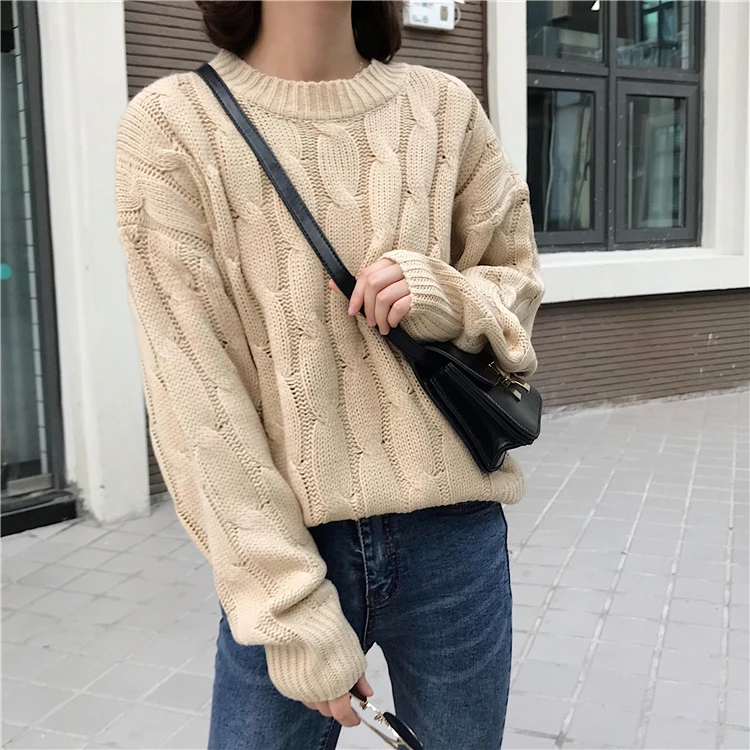 Осень 2019 новинка женские пуловеры свитер с круглым вырезом яркие цвета твист