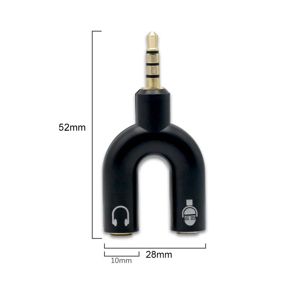 

3.5mm Earphone Microphone Audio Splitter U Shape 1 to 2 Stereo Converter Adapter