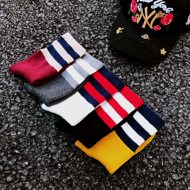 

Женские однотонные хлопковые полосатые носки в полоску для девочек белые спортивные кроссовки, теплые зимние носки, короткие носки с принт...