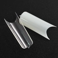 550pcsbag xl extra long salon nail art tips 0 9 size half cover artificial clearnatural c curve straight square false tips v 4