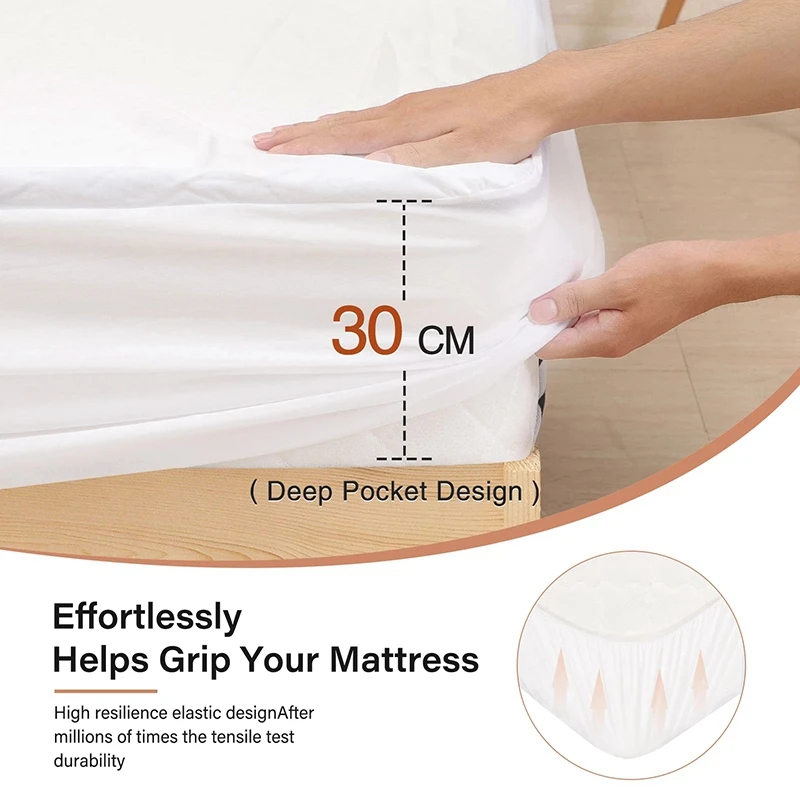 Solid Mattress Cover Waterproof Fitted Sheet Four Corners Bed Elastic Band King Size Polyester Bedspread (no Pillowcases) | Дом и сад