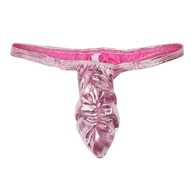 Трусы-стринги мужские блестящие с низкой посадкой купальные трусы рюшами