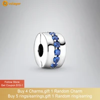 volayer 925 sterling silver bead blue sparkle clip charm fit original pandora bracelets for women jewelry making birthday gift