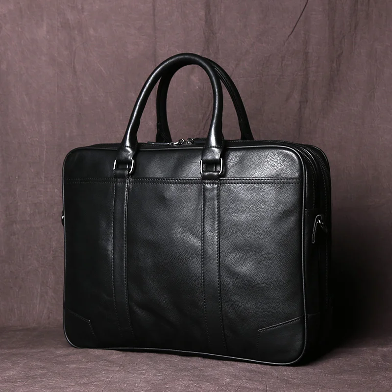Vintage Luxury Head Layer Genuine Leather Men's Business Office Briefcases 16 Inch Laptop High-Capacity Shoulder Messenger Bags