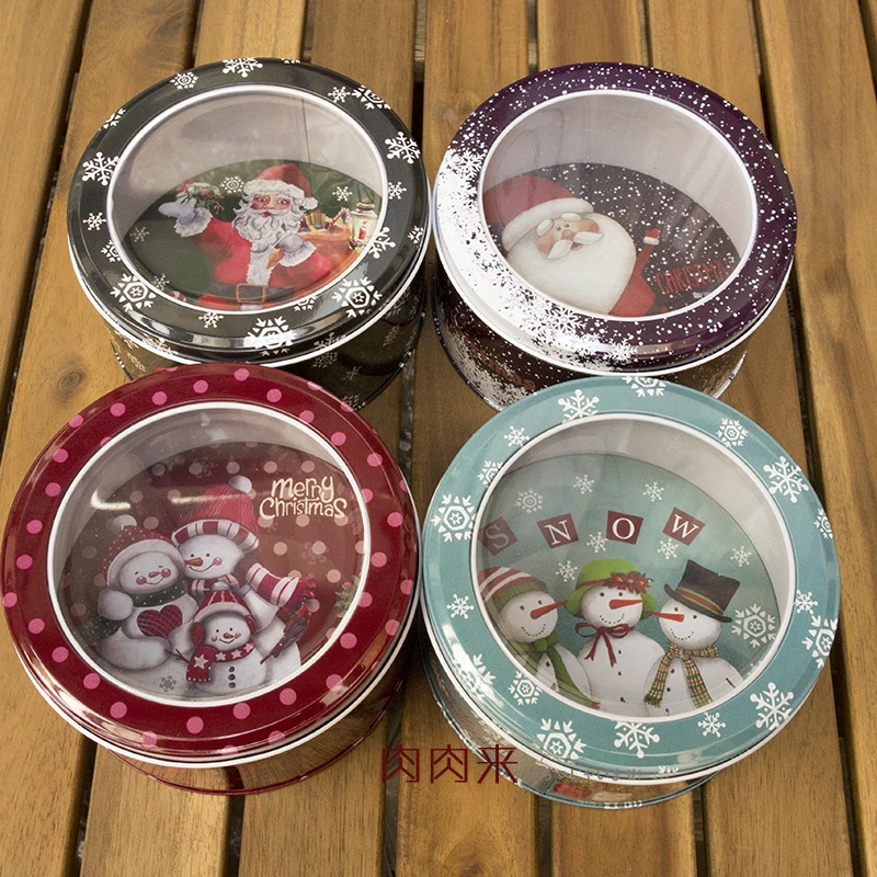 Рождественская коробка для конфет жестяная банка Подарочная круглая железная