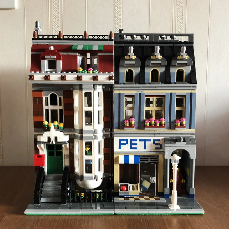 MOC 15009 городской уличный набор для домашних животных магазин модель строительные
