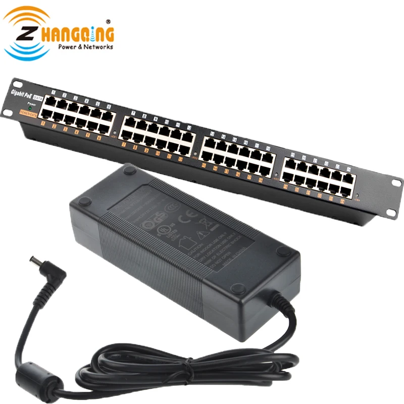 Гигабитный PoE инжектор с 24 портами блоком питания в 120 Вт для устройств Ubiquiti MikroTik В