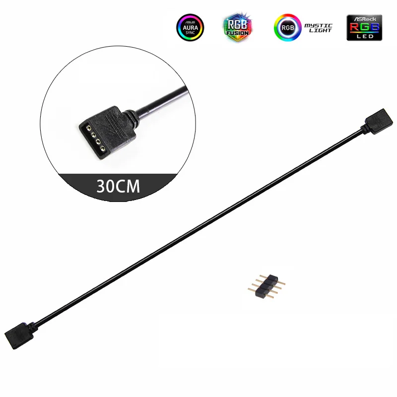 1-1 4Pin 12V Материнская плата AURA RGB Интерфейс 12 V/5 V прибор приемно-D-RGB синхронизации концентратор передачи мм, удлиняющий кабель, для ASUS GIGABYTE MSI - Цвет лезвия: 1-1 4Pin 12V