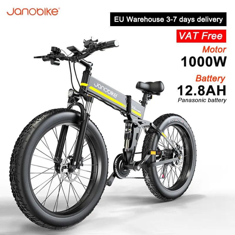 Janobike H26 Электрический велосипед 1000 Вт 48 в двигатель 26 дюймов полная шина Panasonic батарея Shimano 21 скорость человек горный снег город велосипед - изображение