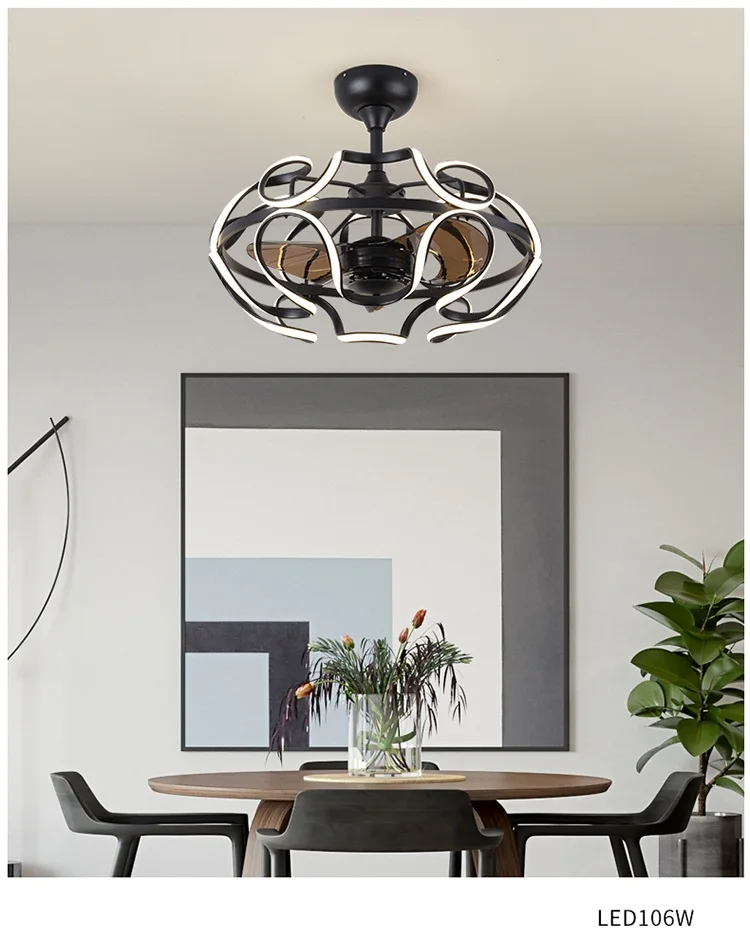 Скандинавская невидимая Люстра для вентиляторов 220 В с пультом ДУ|Потолочные