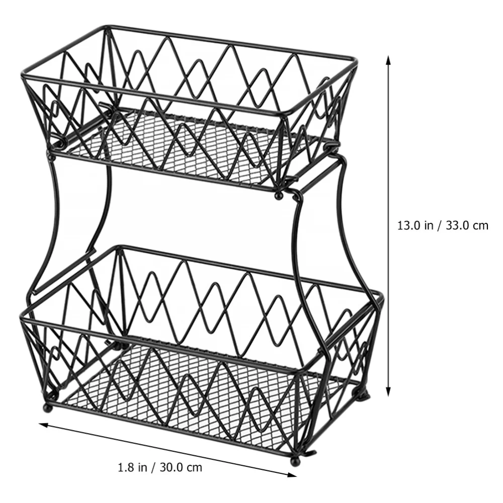 

Double Layer Iron Fruit Storage Basket Snack Holder Storage Rack for Kitchen