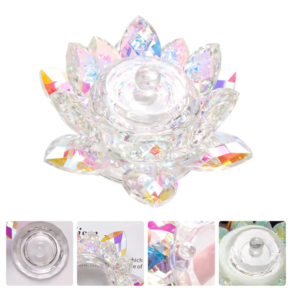 

Nail Art Crystal Cup with Lid Creative Lotus Manicures Liquid Powder Cup