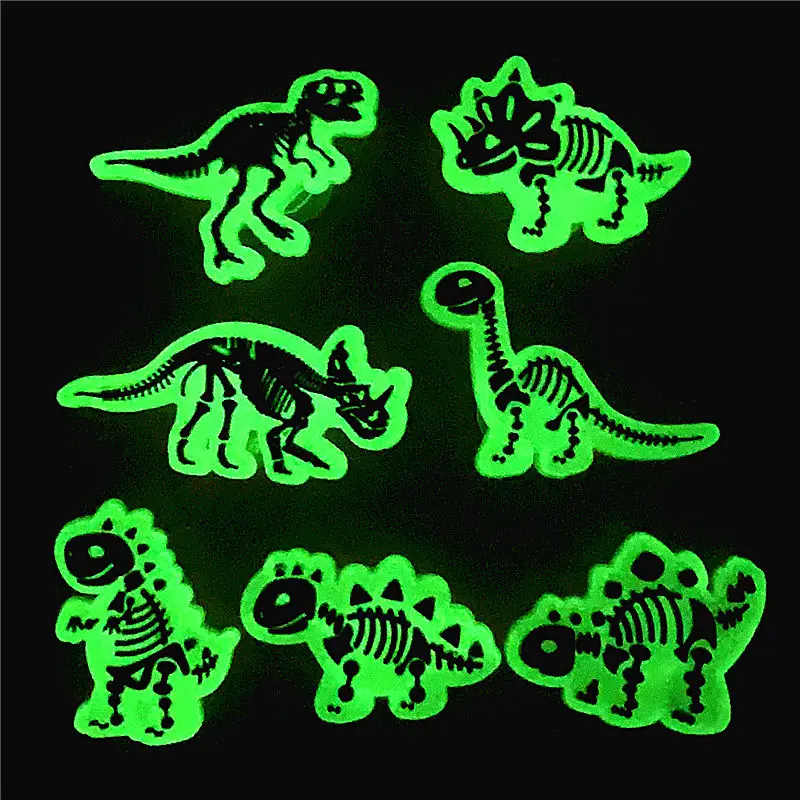 1pcs Luminous Shoe Charms Fluorescent Black Dinosaur Skeleton PVC Shoe Accessories Decoration Fit Croc Jibz Party Kids Gifts