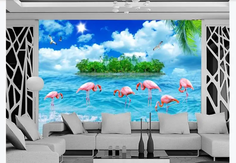 Фотообои 3D с изображением природного ландшафта настенные рисунком Красной птицы