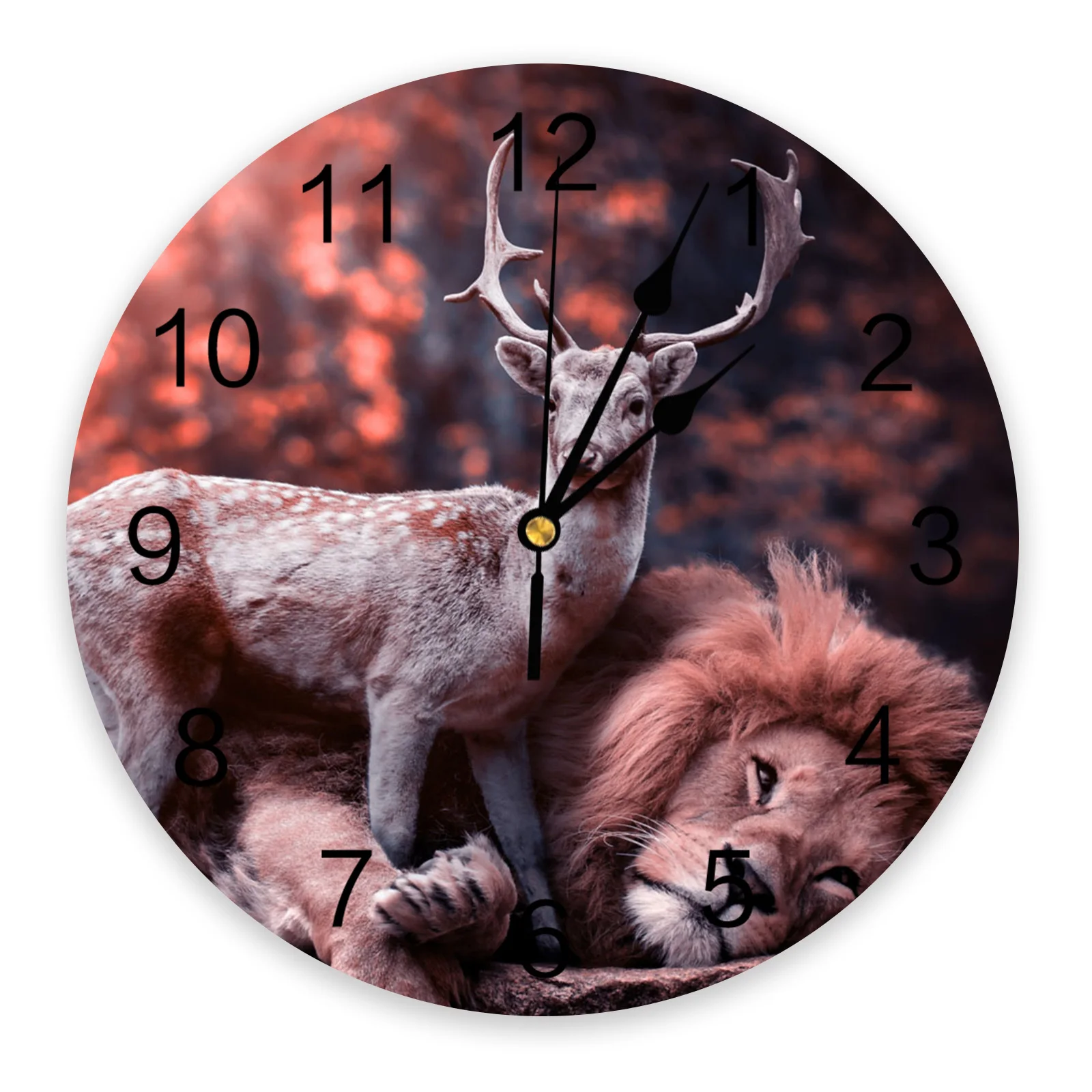 

Lion Reindeer Forest Wall Clock Home Decor Bedroom Silent Oclock Watch Wall Digital Clock Wall Clock Modern Design