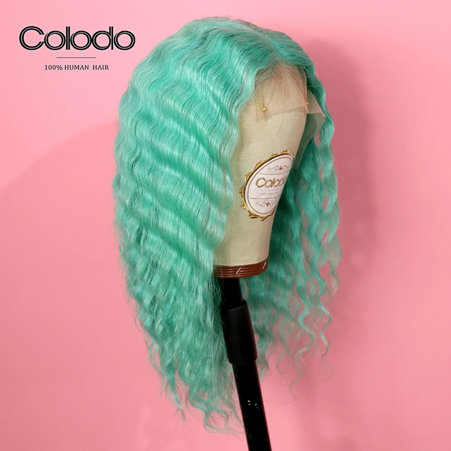 Волосы волнистые COLODO кружевные передние волосы зеленого цвета Remy для женщин |