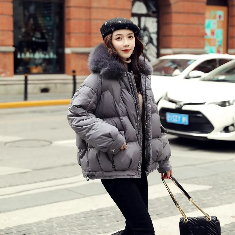 

Women's Down Jacket 90% Duck Down Jackets Women Short Puffer Coat Thick Female Parkas Real Fox Fur Collar Ladies Feather Clothes