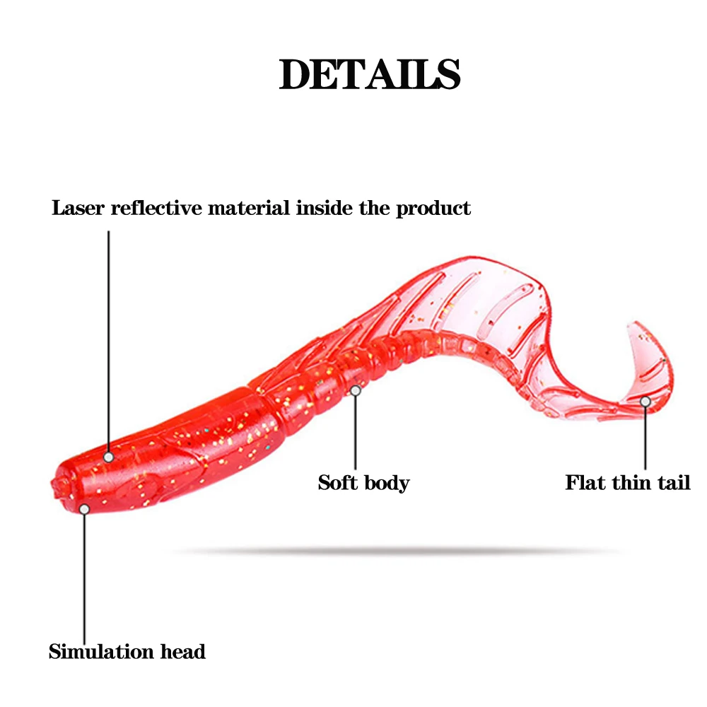 Рыболовная приманка Tail Grub рыболовная для морской рыбалки 2 г 4 светящиеся Мягкие