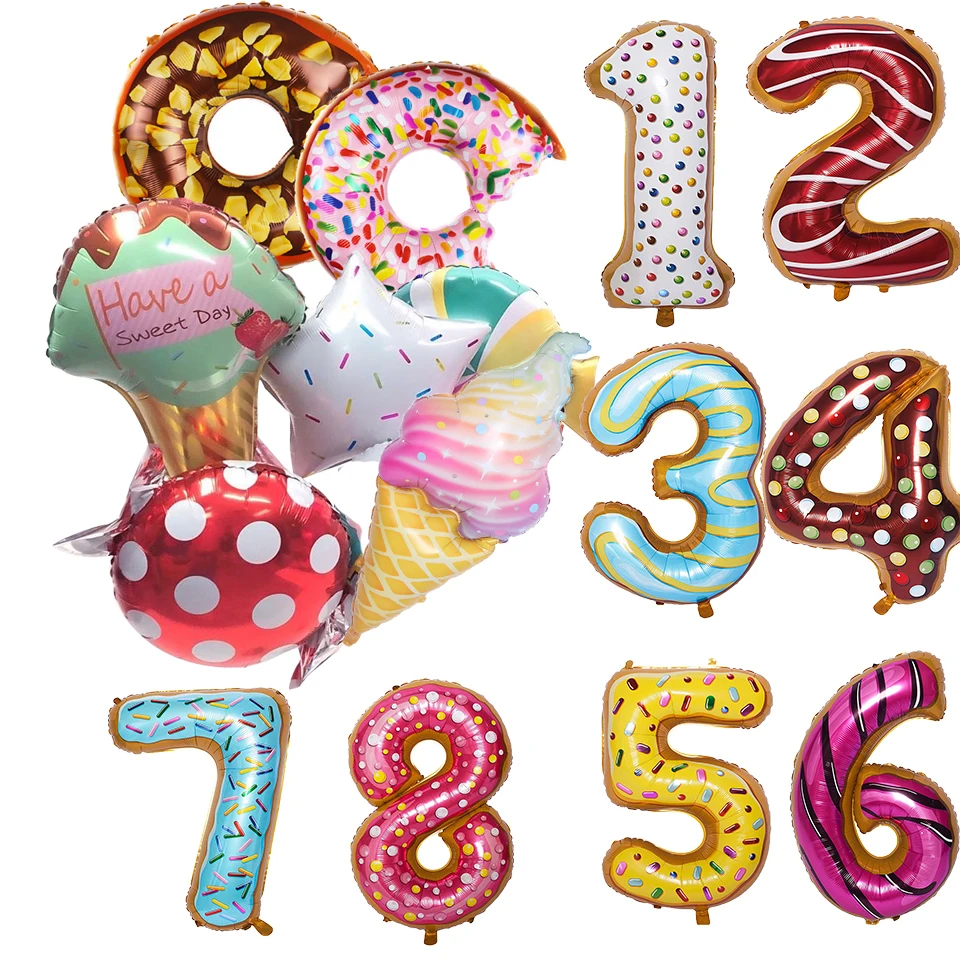 

1PC 36inch Big Donut Digital Balloons Ice Cream Candy Balls Baby Shower Birthday Party Decoration Sweet Kids Toys DIY Supplies