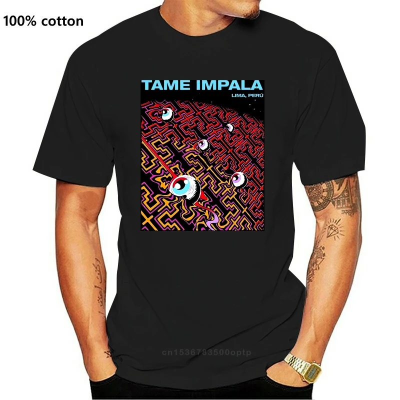 

Новая мужская черная футболка Tame Impala ночью Перу