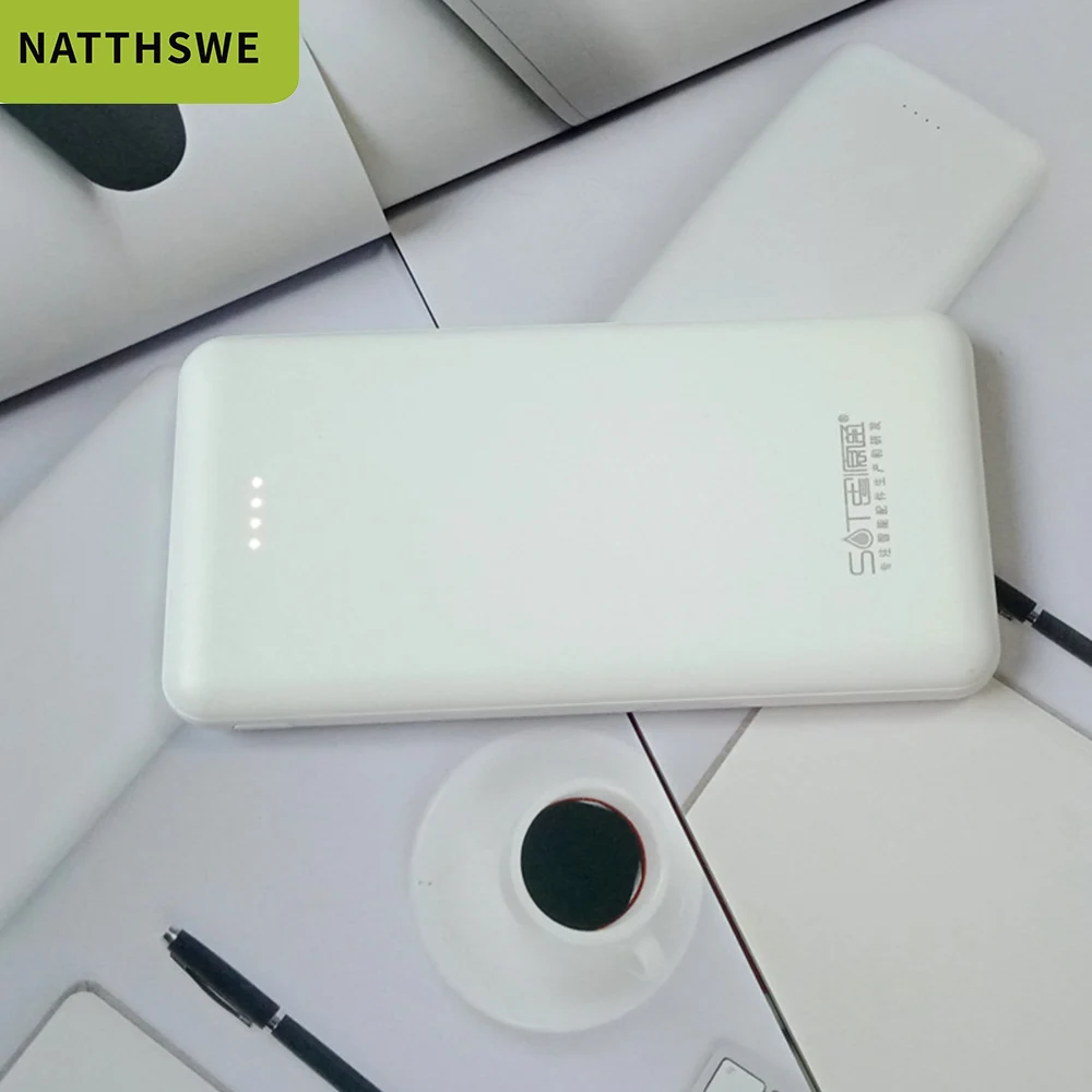 NATTHSWE внешний аккумулятор 20000 мА/ч портативная зарядка повербанк двойной USB тонкий