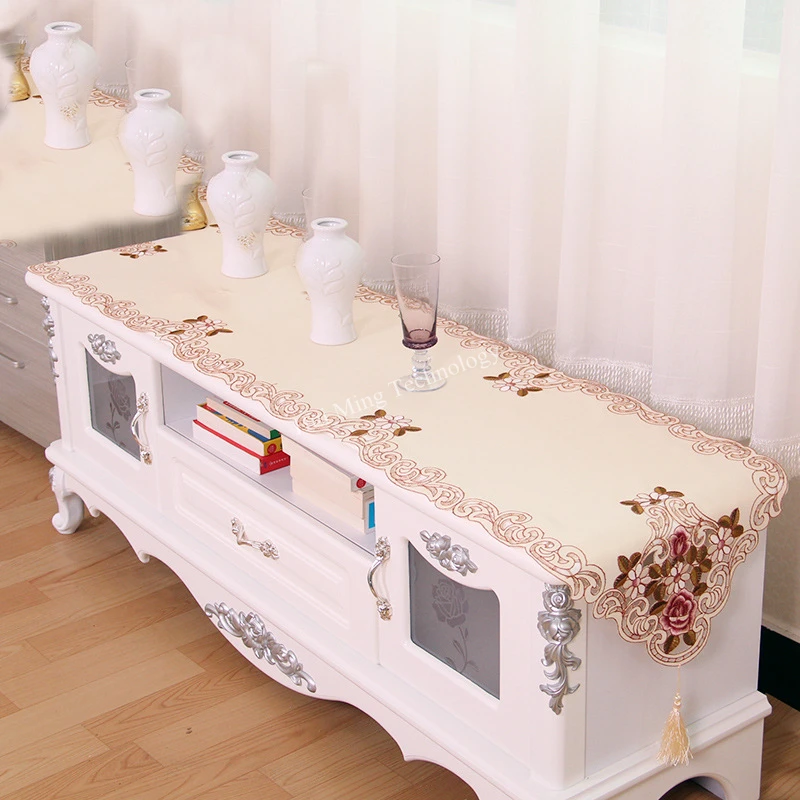 Table Runner Europe Embroidered Flag Cover Cup Mat Peony Flower Banner Pad Tv Cabinet Cloth Dust Home Textile | Дом и сад