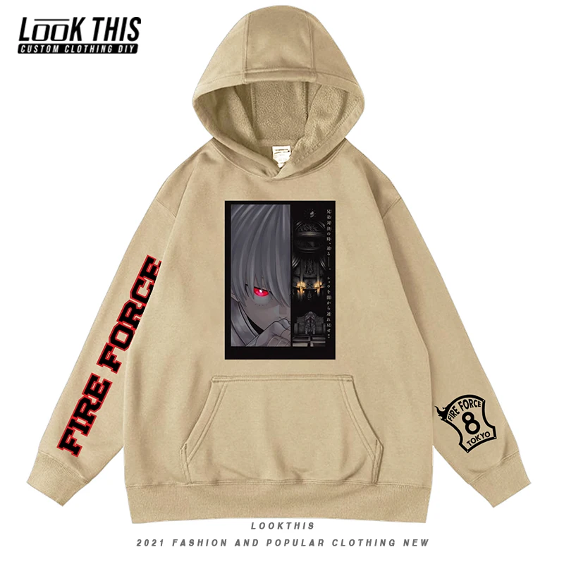 

Harajuku Anime Fire Force Male Sweatshirts Oversized Hoodie Unisex Boys Fleece Street Men's Hoodies Autumn 2021 Hooded Hoody