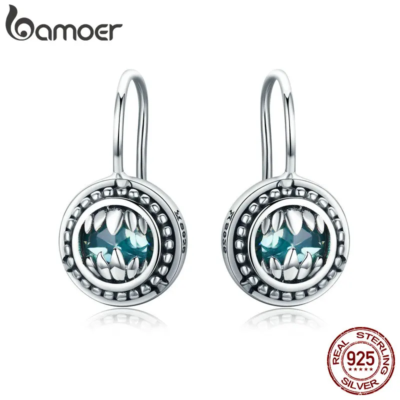 BAMOER, настоящее 925 пробы, серебро, Lucky Beast Guardian, AAA циркон, висячие серьги для женщин, Стерлинговое Серебро, ювелирное изделие, S925 SCE309