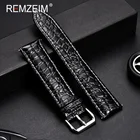 Ремешок для часов REMZEIM из натуральной телячьей кожи, мягкий браслет из материала для наручных часов, с пряжкой из нержавеющей стали, 16 мм 18 мм 20 мм 22 мм 24 мм