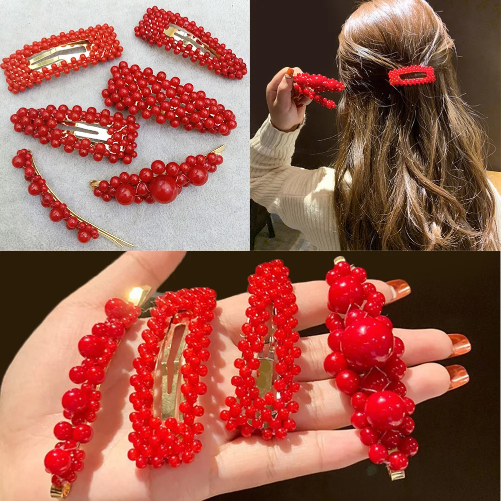 1 шт. новые красные модные геометрические заколки для волос из сплава с красным