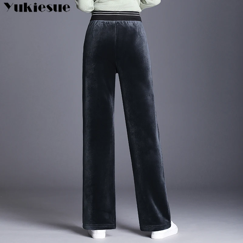 Зимние теплые флисовые плотные бархатные женские брюки 2020 с высокой талией и