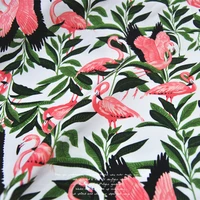 leolin white flamingo cotton elasticity fabric dress shirt lining cloth diy sewing tissu