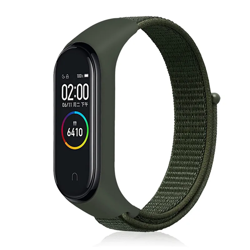 11 dark Olive Pulseira mi band 4 ремешок для xiaomi mi band 4 3 спортивный нейлоновый ремешок для часов дышащий браслет ремешок для часов Смарт часы аксессуары 4 - Цвет ремешка: 11 dark Olive