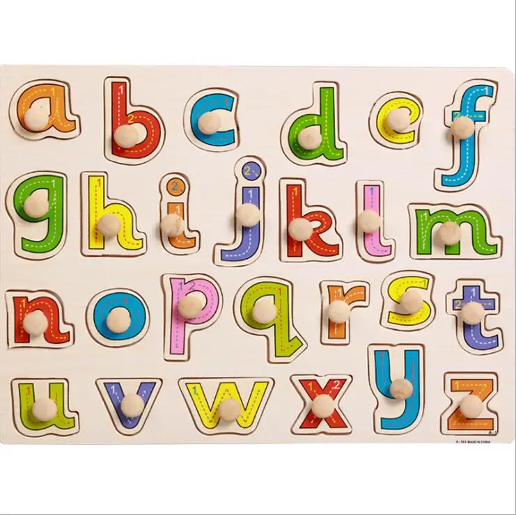 

30cm Kid Early educational toys baby hand grasp wooden puzzle toy alphabet and digit learning education child wood toy