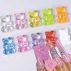 Подвески для дизайна ногтей 20 шт.лот Kawaii 3D Gummy Bear из смолы, желе, медведь, счастливый Подсолнух, самодельные Украшения для ногтей, роскошные аксессуары для ногтей