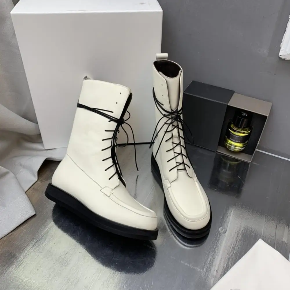 

Женские сапоги из натуральной кожи, зимние, до середины икры, с круглым носком