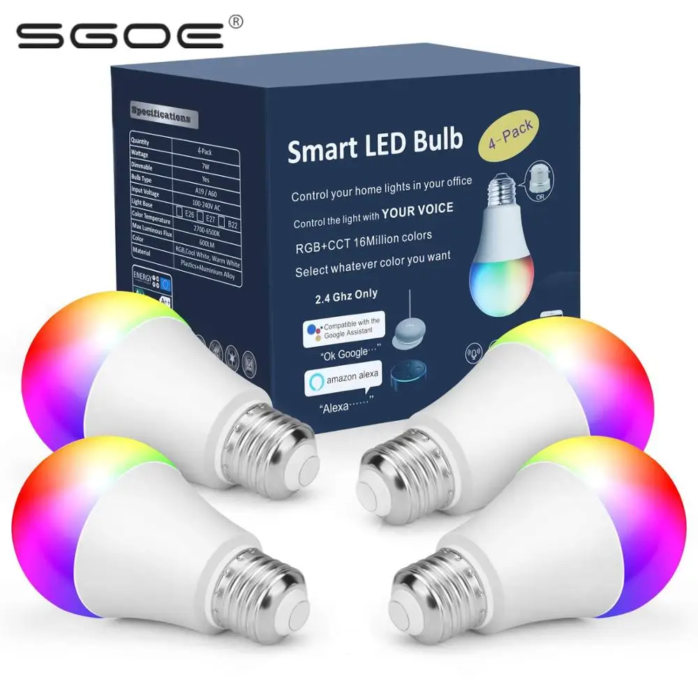 4 шт. в упаковке умный светильник Wi Fi приложение умная жизнь светодиодные лампы с