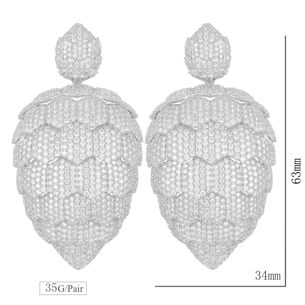 

GODKI Luxury Pineapple BIG SIZE Dangle Earrings For Women Wedding Cubic Zirconia DUBAI Bridal Earring Jewelry Accessories2020