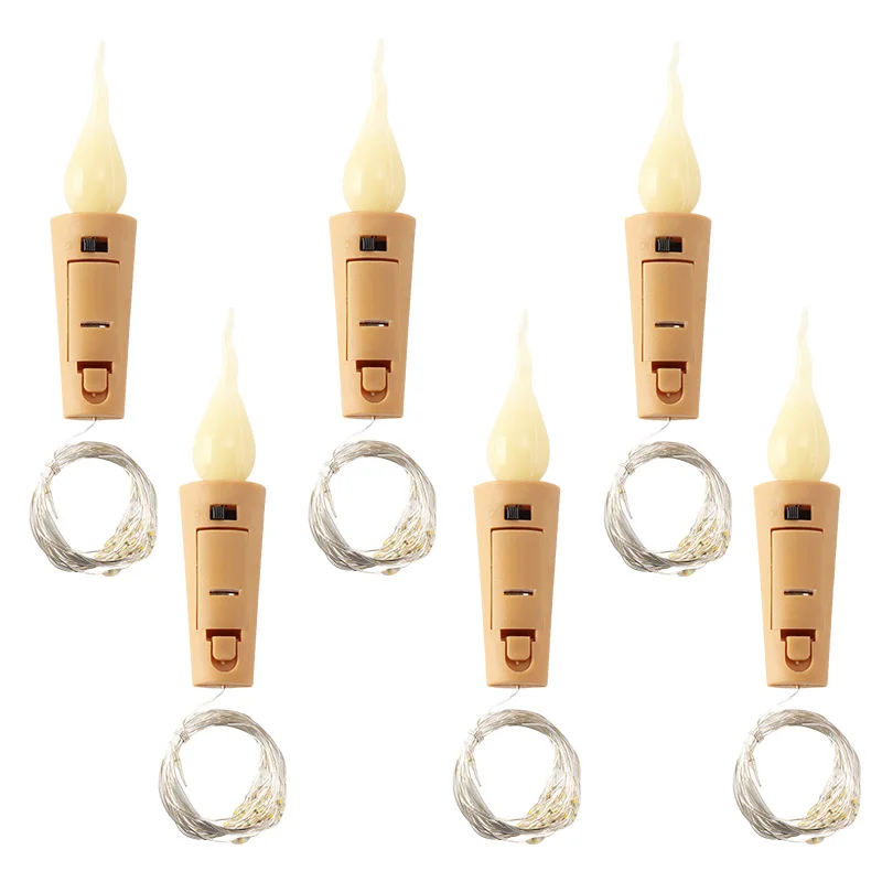 6 шт Упаковка 2 м струнная лампа свеча в форме пробки бутылки вина свет