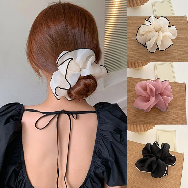 

Elegant Tulle Organza Hair Ties Oversized Mesh Scrunchies Women Hair Accessories Korean Ponytail Holder Elastic Hair Rubber Band