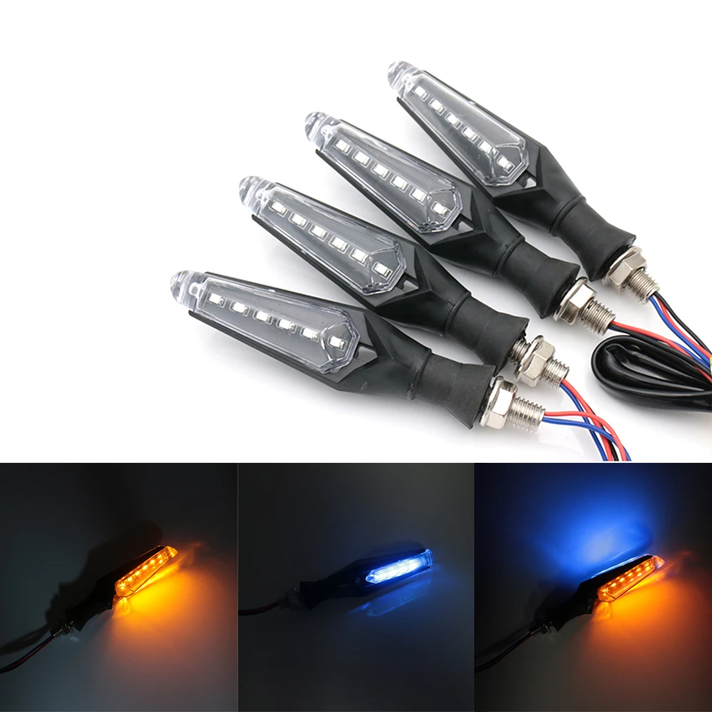 

2PCS LED Motorcycle Turn Signals Light 12 SMD Tail Flasher Flowing Water Blinker IP68 Bendable Motorcycle Flashing Lights