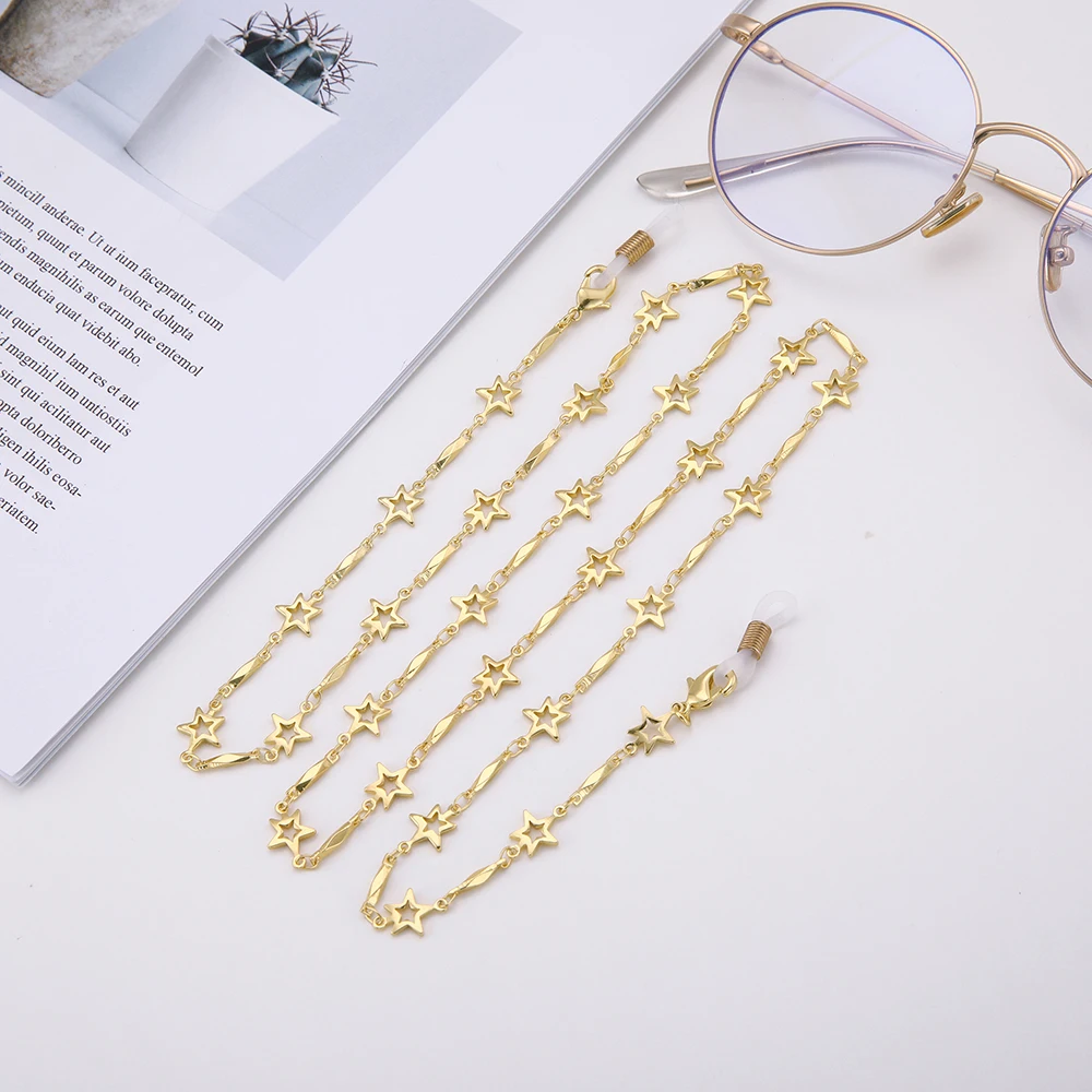 Skyrim Модные полые звезды очки цепь Золотой цвет маска солнцезащитные держатель