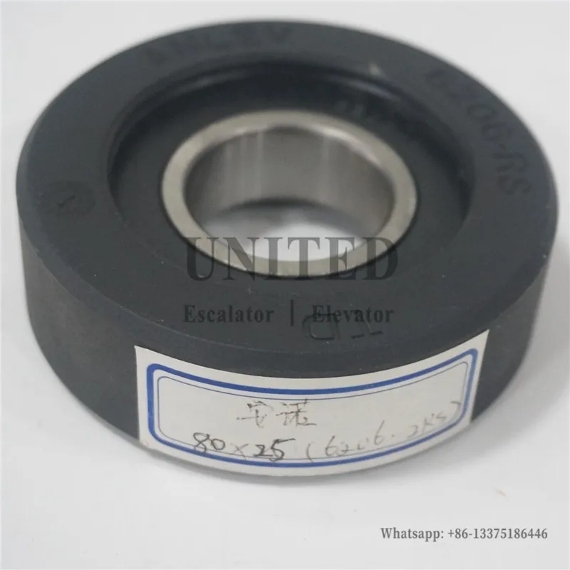 Ролик эскалатора UNITED черный RLO800KB2-5002 дюйма od80 мм w25 подшипник 6206RS 10 шт. |