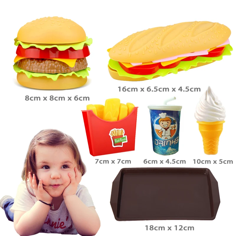 

Children Pretend Simulation Food Toys Baby Play House Hamburger Hot dog French Fries Kitchen Set Toys Fast Food Educational Toys