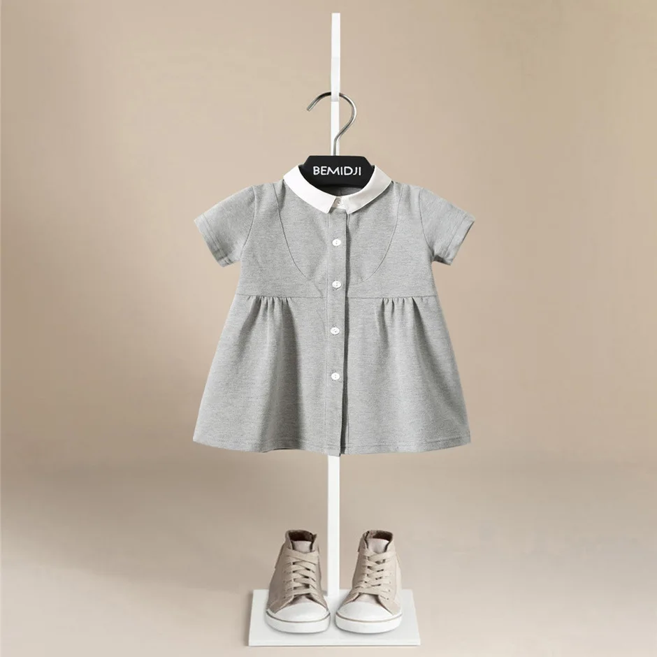 

Summer Cotton Baby Dress Beautiful Generous Fashion Girls Infant Princess Dresses Turndown Collar Children Clothes Kids Clothing