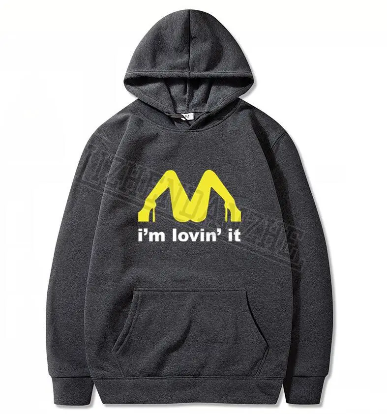 Черные мужские толстовки Homme весна осень триколор I'm Loving It Inapropriate Offensive Sex