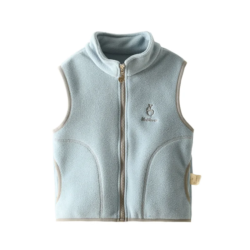 

Жилеты Детские однотонные из ткани с начесом и вышивкой, весна 2022