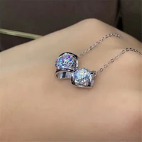 1 and 2 carat white moissanite gemstone simple pendant necklace for women real 925 solid silver fine wedding jewelry