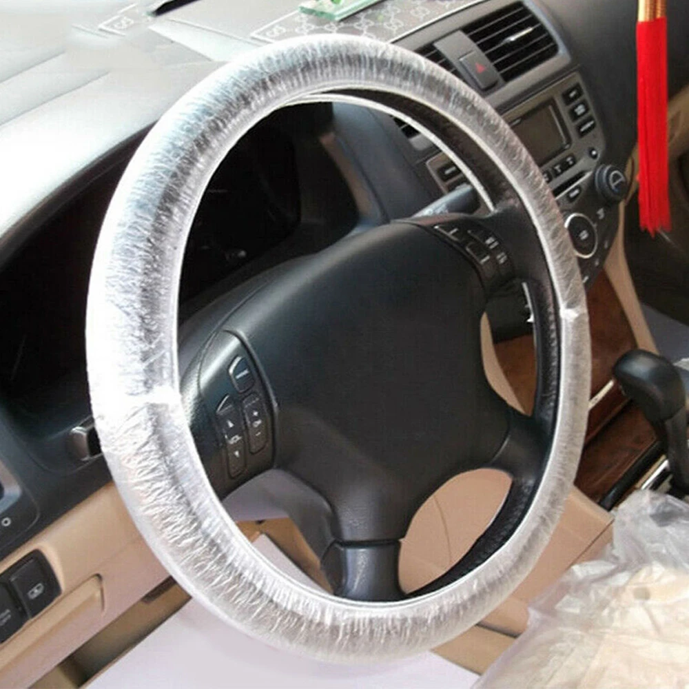 

Plastic Disposable Car Steering Wheel Covers Universal For 38/41cm Steering-wheel Protective Cover Case