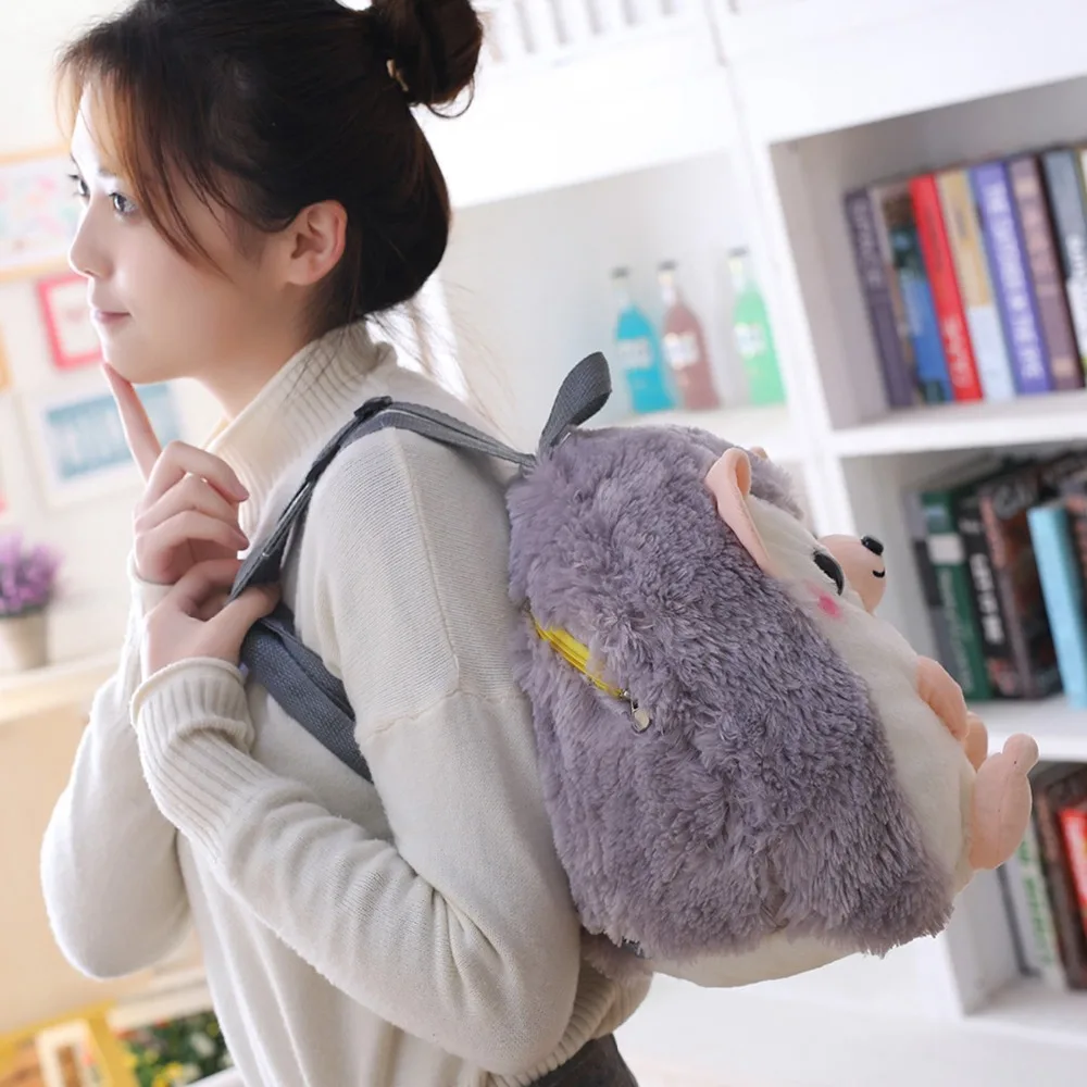 30cm*28cm Cartoon Hedgehog Plush Backpacks Stuffed Toys Baby bag Plush Schoolbag For Kids Girls Birthday Gifts
